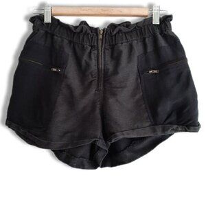 WILFRED Aritzia Paperbag Waist Pull-on Shorts Linen Blend Black Sz 6 Flawed